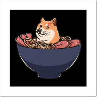 Canine Cuisine: Doge in a Bowl of Ramen Posters and Art